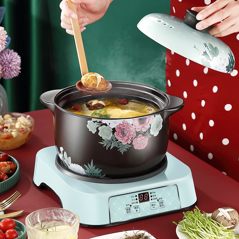 Multi-functional Split Smart Electric Sand Pot, Automatic Ceramic Stew Pot for Soups and Congee at Home