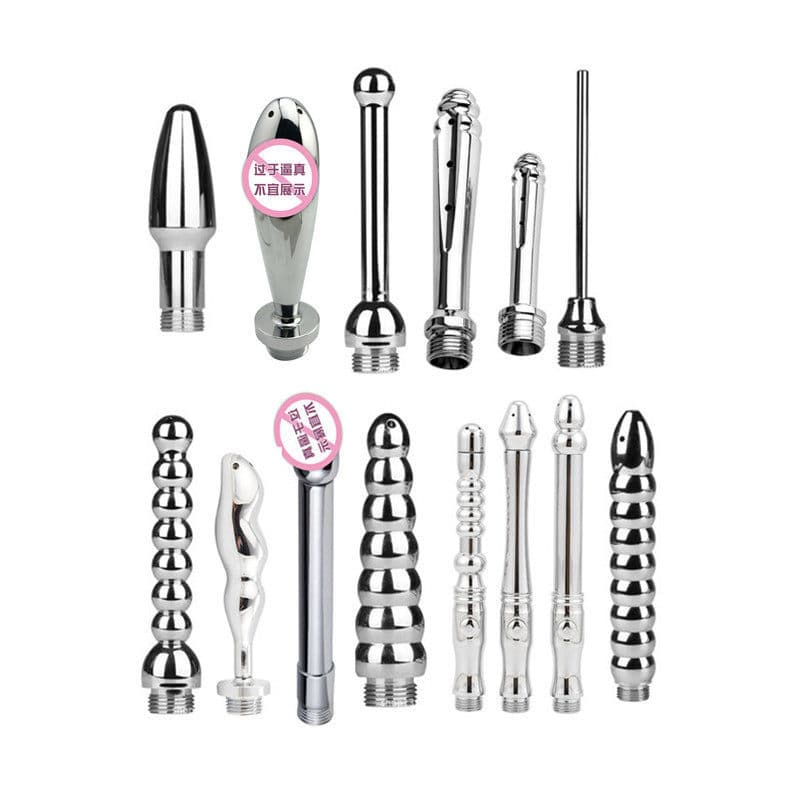 Metal Anal Douche Bidet Vaginal Enema Cleaner Beaded Anal Plug Adult SM Fetish Toy