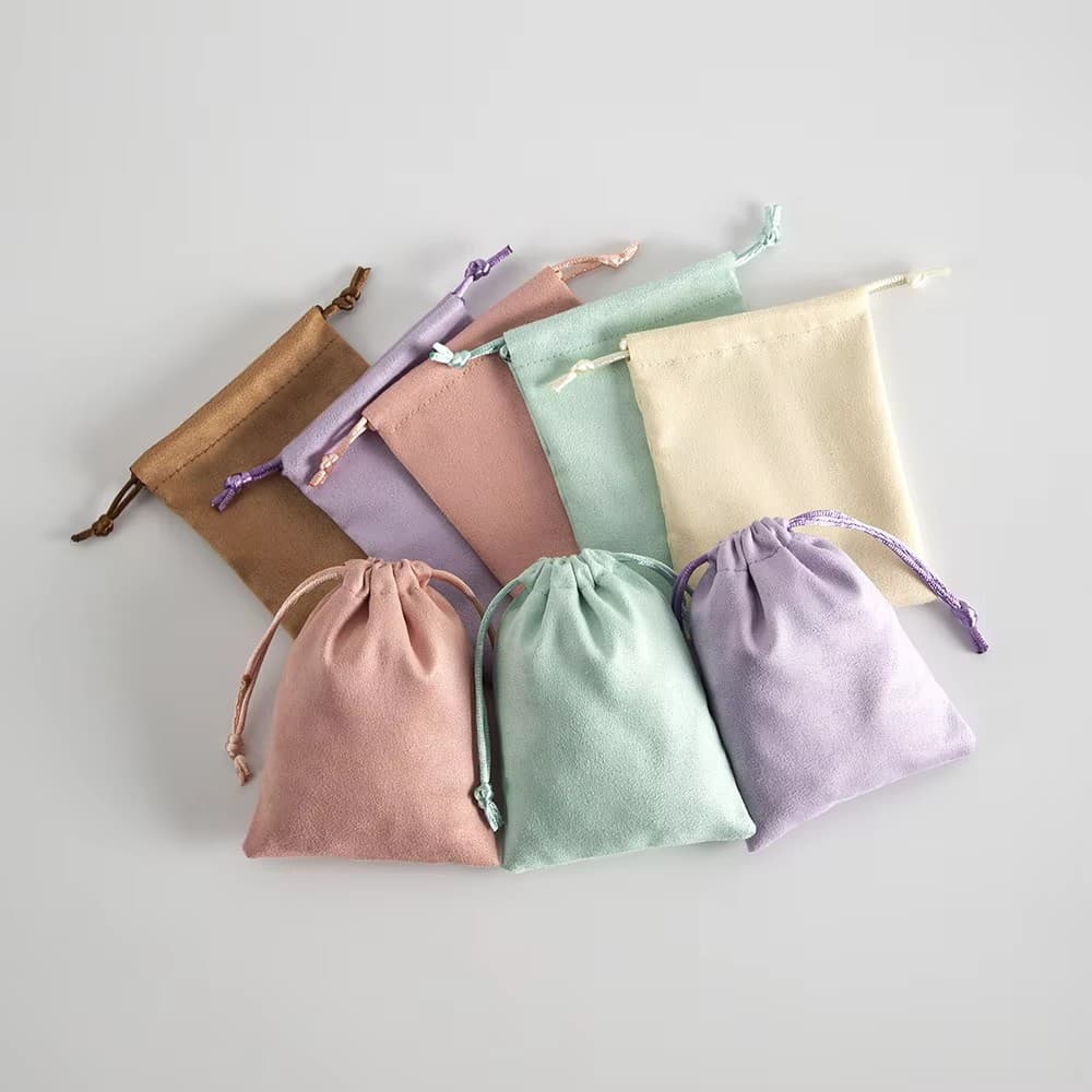 Solid Color Gift Drawstring Flannel Bag, Drawstring Jewelry Storage Pouch, Jewelry Packaging, Glasses Portable Pouch