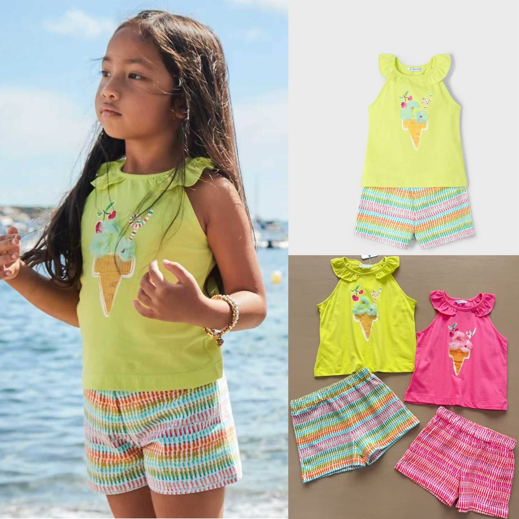 Mayoral Girl Shorts and Ice Cream Print T-Shirt Set