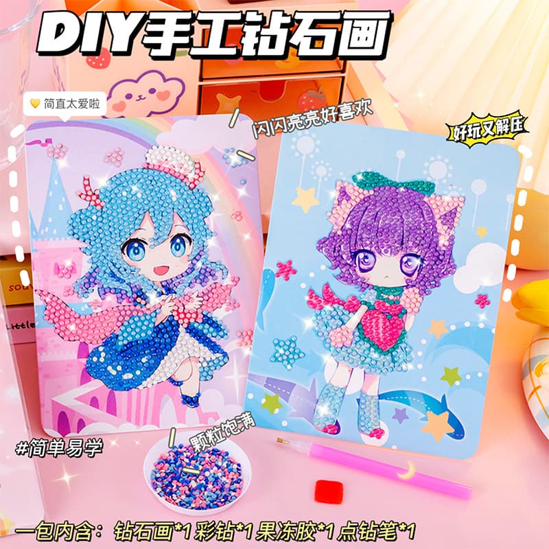 Kids Diamond Painting DIY Craft Sticker Kit Wholesale Cute Little Girl Princess Diamond Art Material Pack Rhinestone Sticker