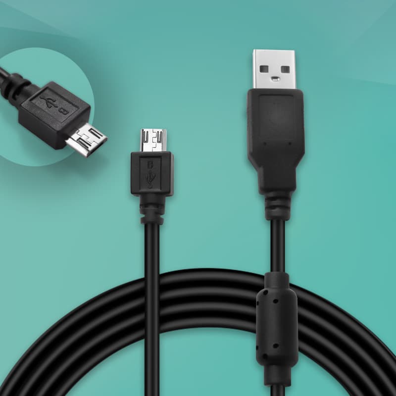 PS4 Controller Charging Cable V8 Data Cable Micro 5P Data Cable 1.8M with Ferrite Core Black CE Certified