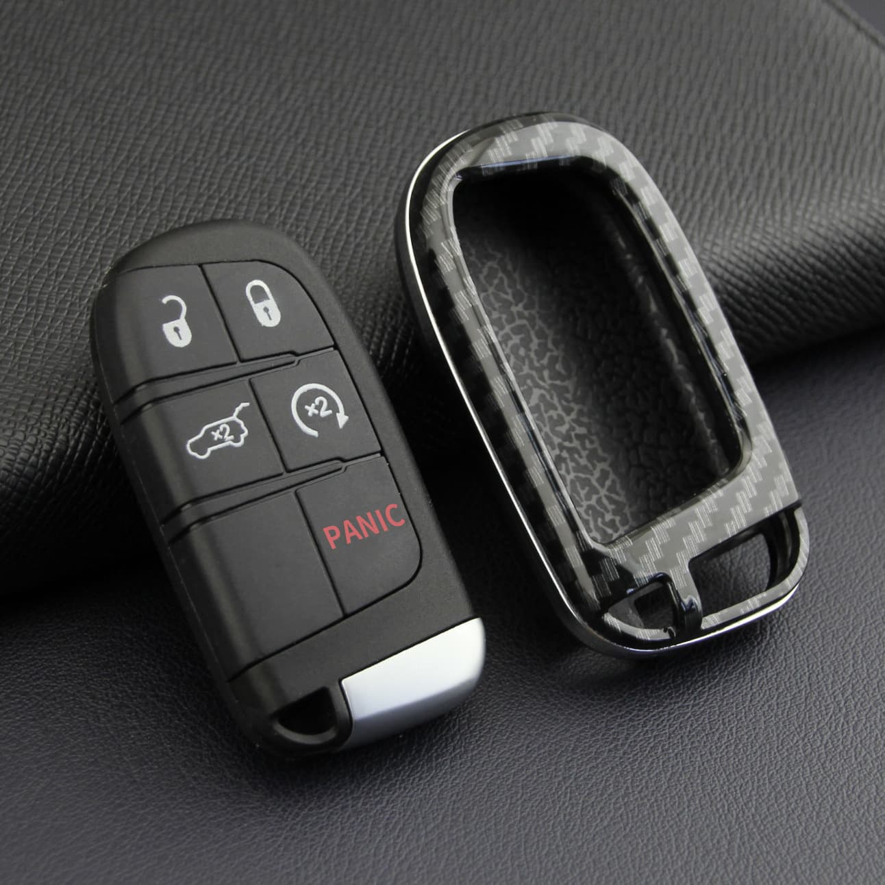 Carbon Fiber Key Case Cover for Jeep Grand Cherokee, Renegade, Compass, Cherokee