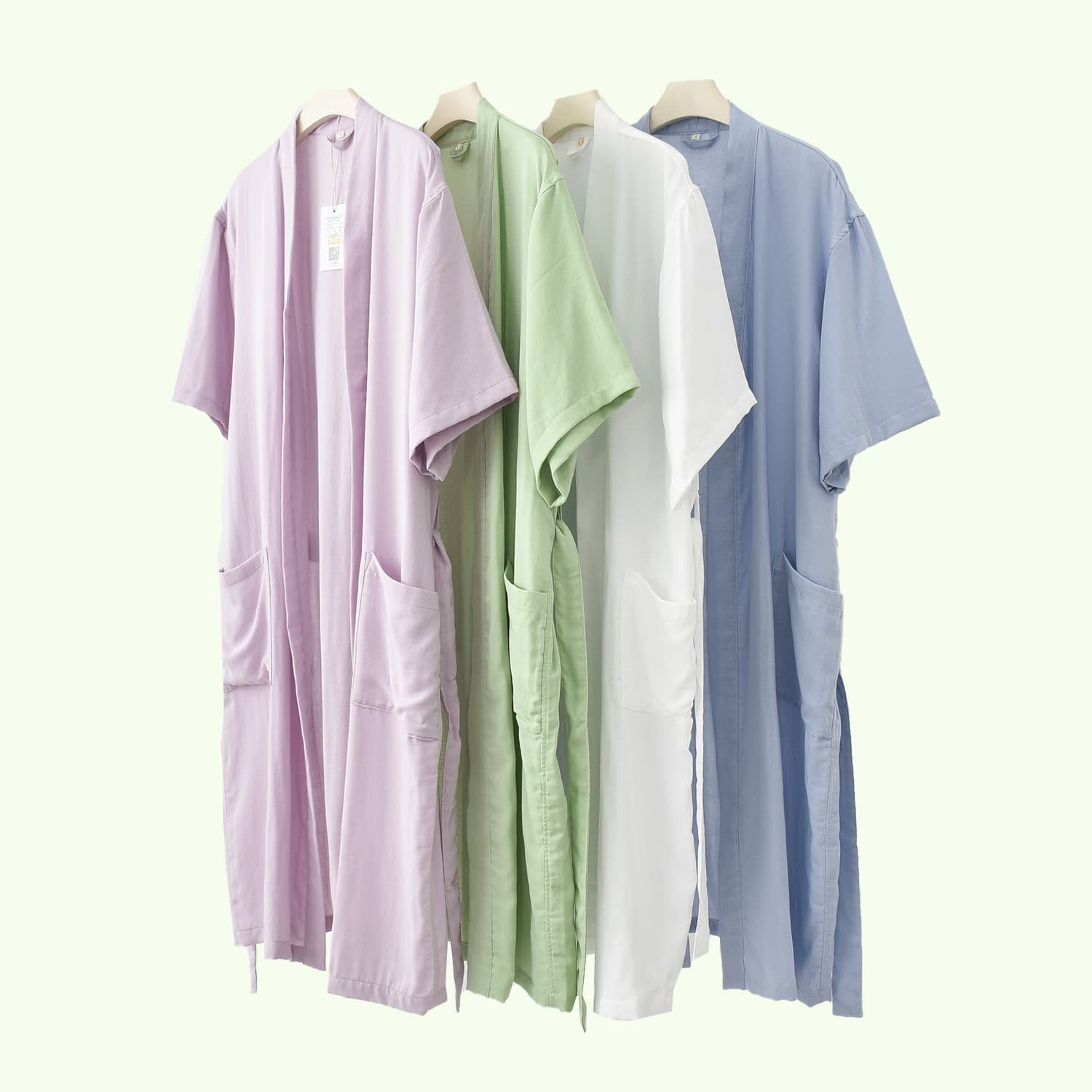26 Spring/Summer Lightweight Bamboo Cotton Short-Sleeve Bathrobe for Women, Sleepwear, Homewear, Gauze Breathable and Absorbent, Couple Style