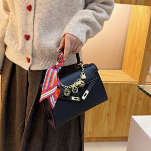 Shoulder Kelly Bag Women's Bag Cross-Border New Fashion Silk Scarf Decoration Premium Handbag Crossbody Bag Lock Buckle Birkin Bag