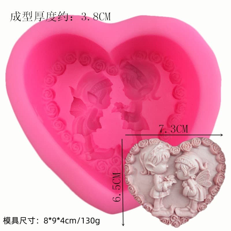 Girl Heart Fondant Cake Mold DIY Fondant Tool Handmade Soap Plaster Mold Liquid Silicone Baking Tool