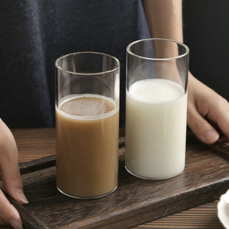 Transparent Glass Milk Tea Water Cup for Home, Straight Cylinder Heatable Tea Infuser Cup, Borosilicate Glass Beverage Single-Layer Cup