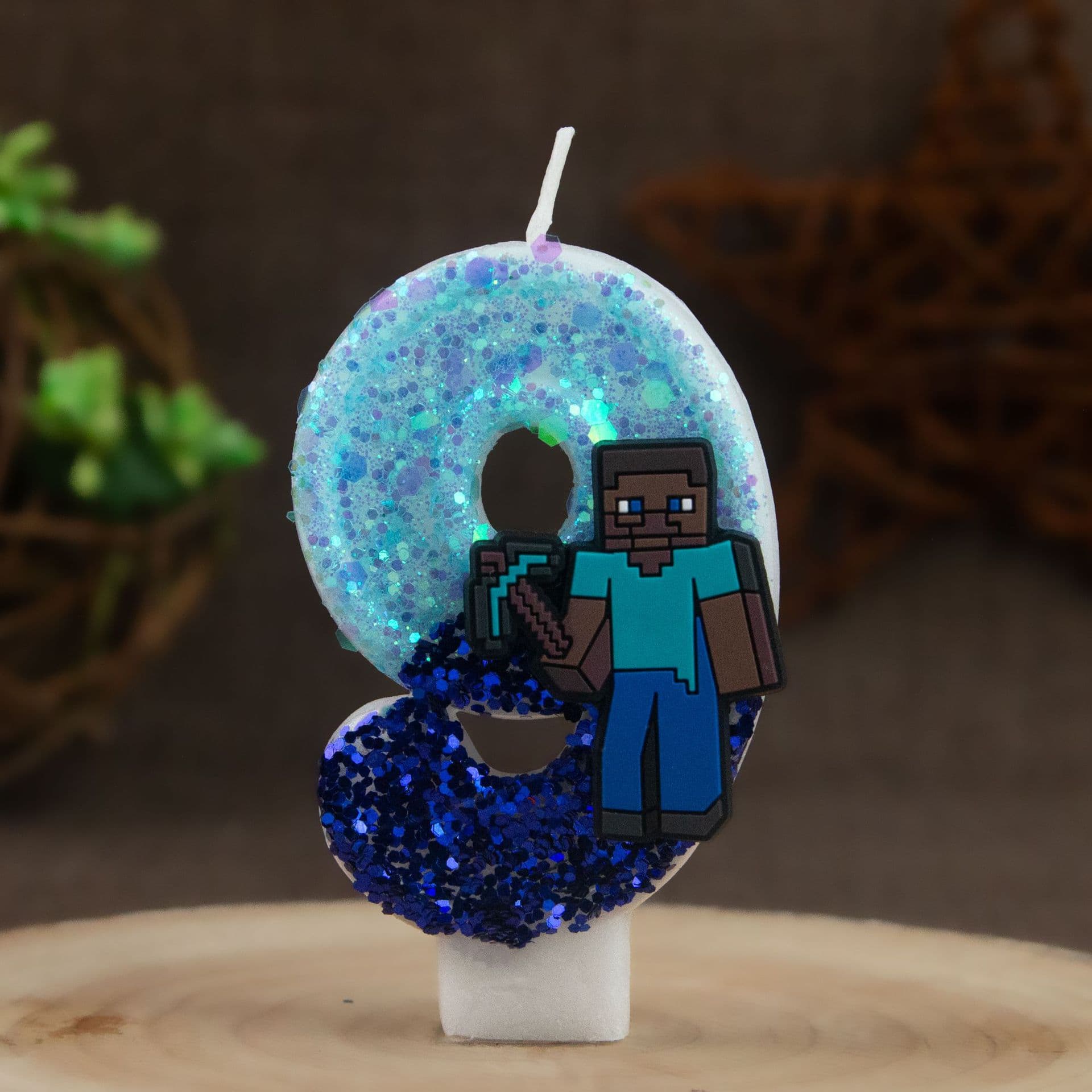 Minecraft Candle Exclusively for Cross-Border Shein Temu Digital Candle 0-9 Boy Birthday Cake Celebration Decoration