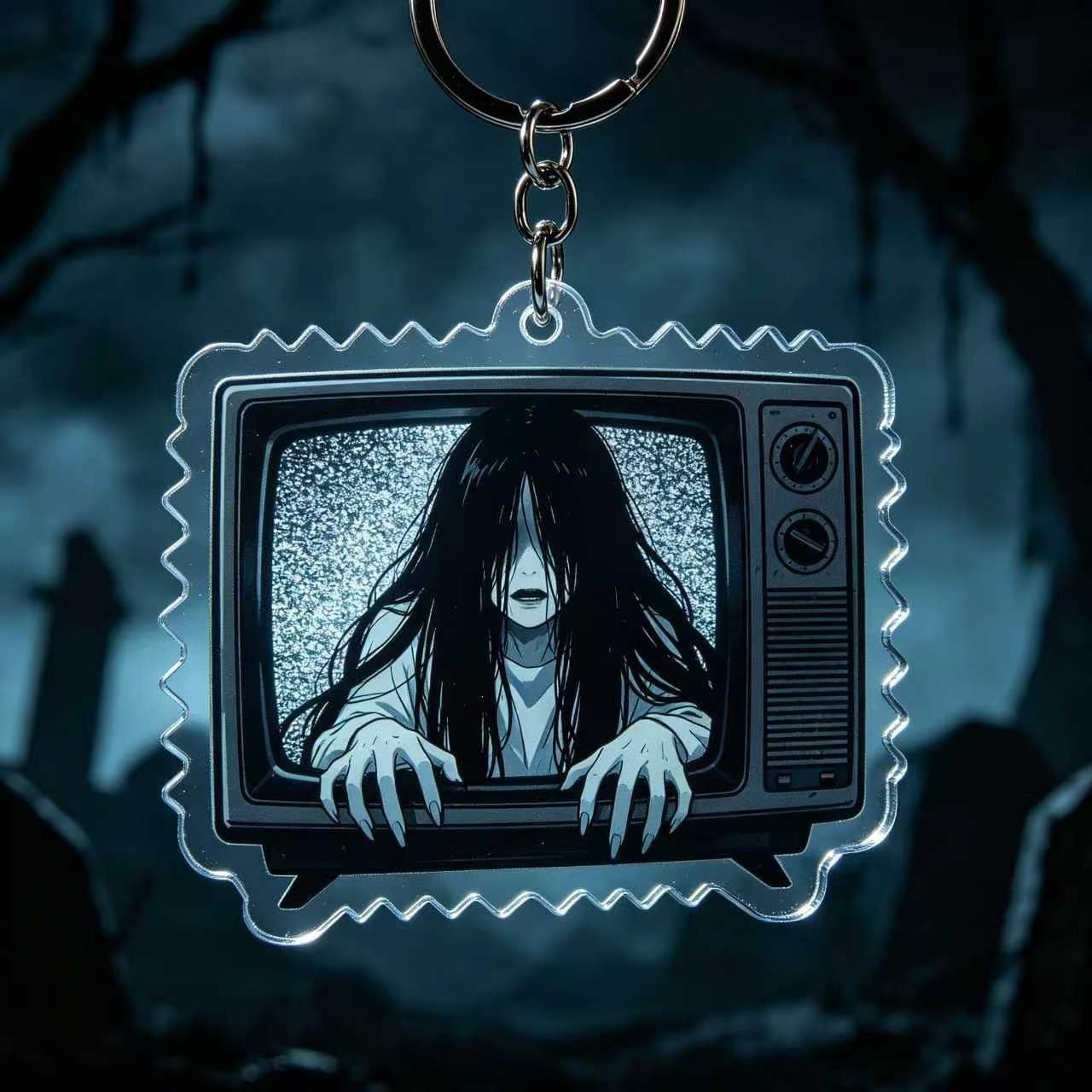 New Cross-border Trendy Dark Halloween Style Personalized Horror Acrylic Cartoon Keychain Bag Decoration Pendant