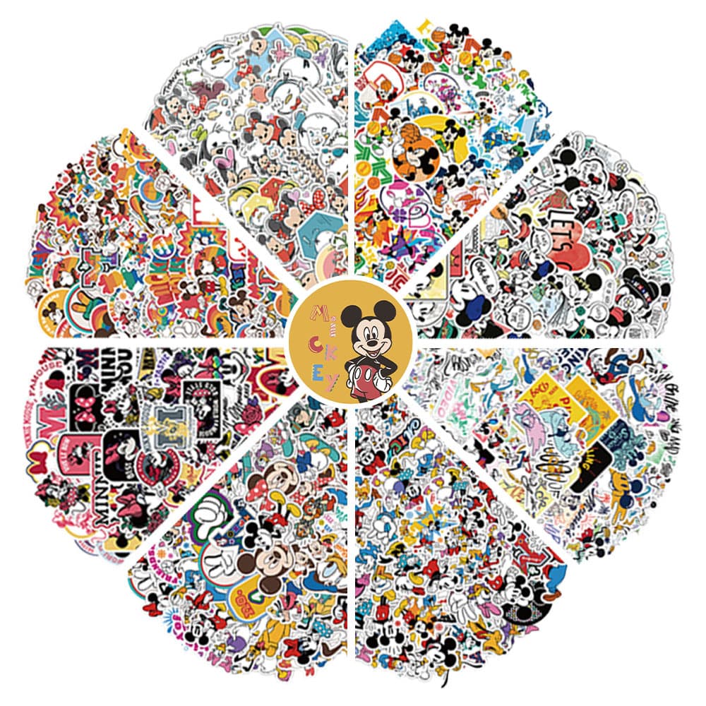 8-500 sheets of Stitch Hello Kitty Colorful Mickey and Zootopia Sophia Waterproof Stickers