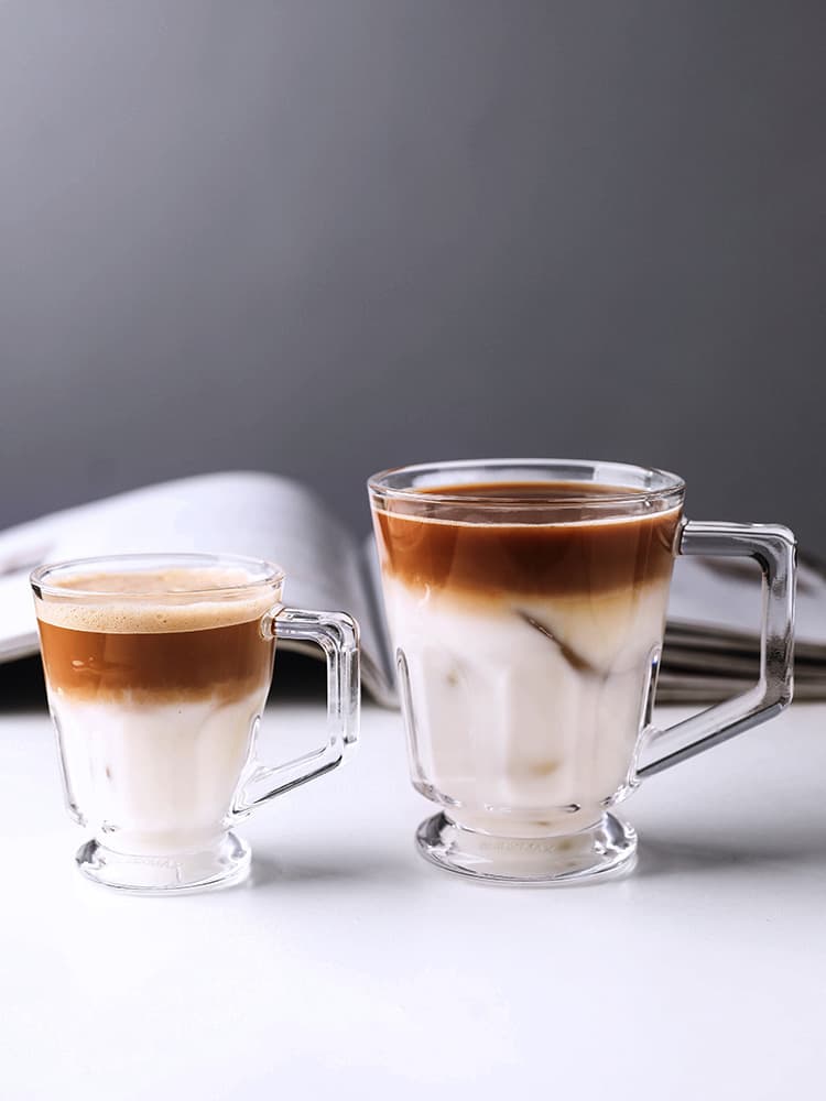 American Layered Iced Coffee Cup Classic Cold Brew Latte Glass Cup with Handle Afternoon Tea Cup Water Cup Nordic