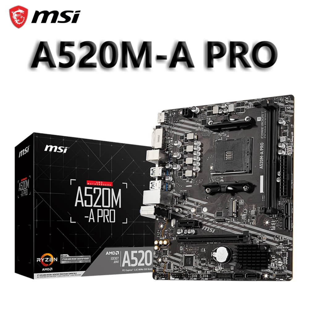 MSI A520M-A PRO DDR4 Computer Motherboard Compatible with AM4 CPU Supports 5500/5600