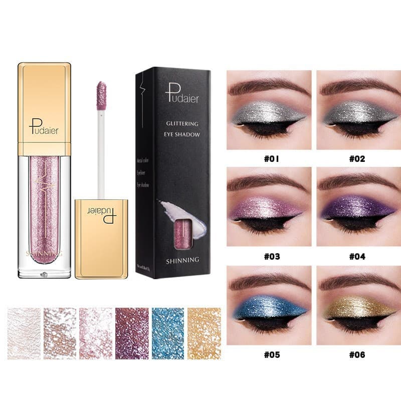 Amazon Cross-Border Popular Pudaier 18-Color Dazzling Eye Shadow Liquid Diamond Eye Shadow Pearlescent Eye Shadow Liquid Highlighter Liquid
