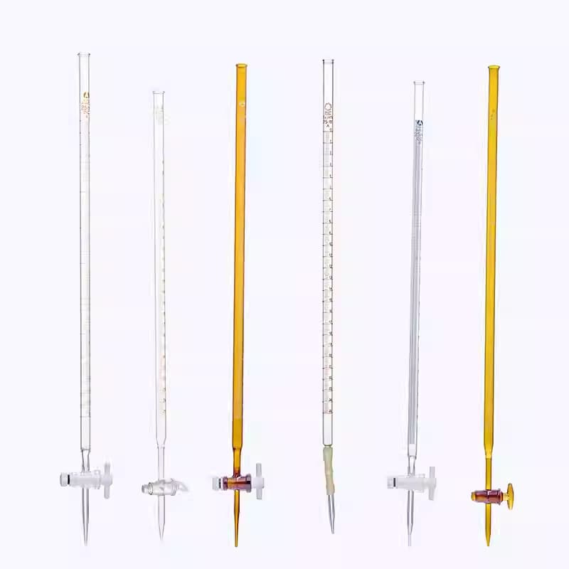Tianbo Burette Class A with Inspection, White/Brown, Blue-White Line, Acid/Alkali Type, PTFE, 5/10/25/50/100ml