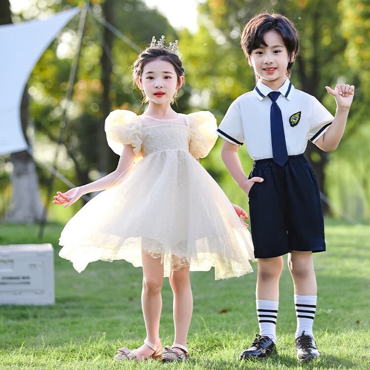 Children's Day Performance Tutu Dress for Elementary School Girls Choir Outfit, Kindergarten Boys and Girls Graduation Ceremony Class Uniform