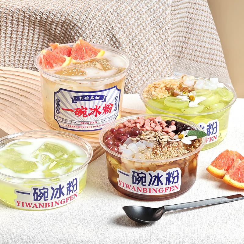 Ice powder special bowl fruit fishing packaging box high transparency stall white jelly box internet celebrity disposable sugar water dessert bowl