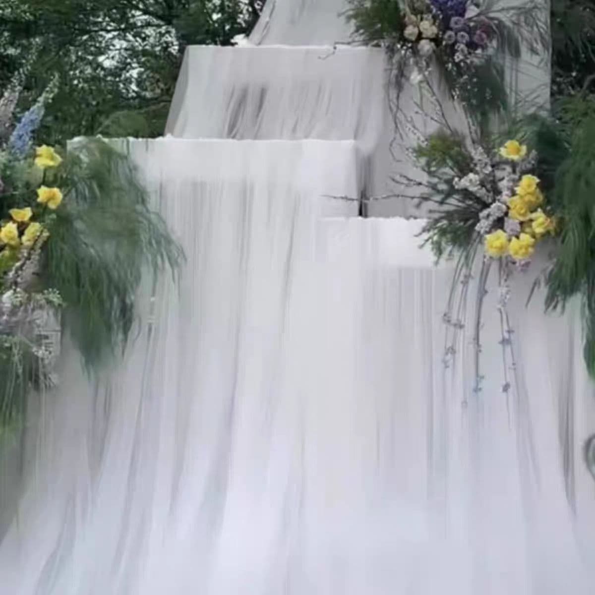 Transparent Draping Fabric White Waterfall Soft Net for Wedding Scene Decoration Pure Color No Brand Patent Customization