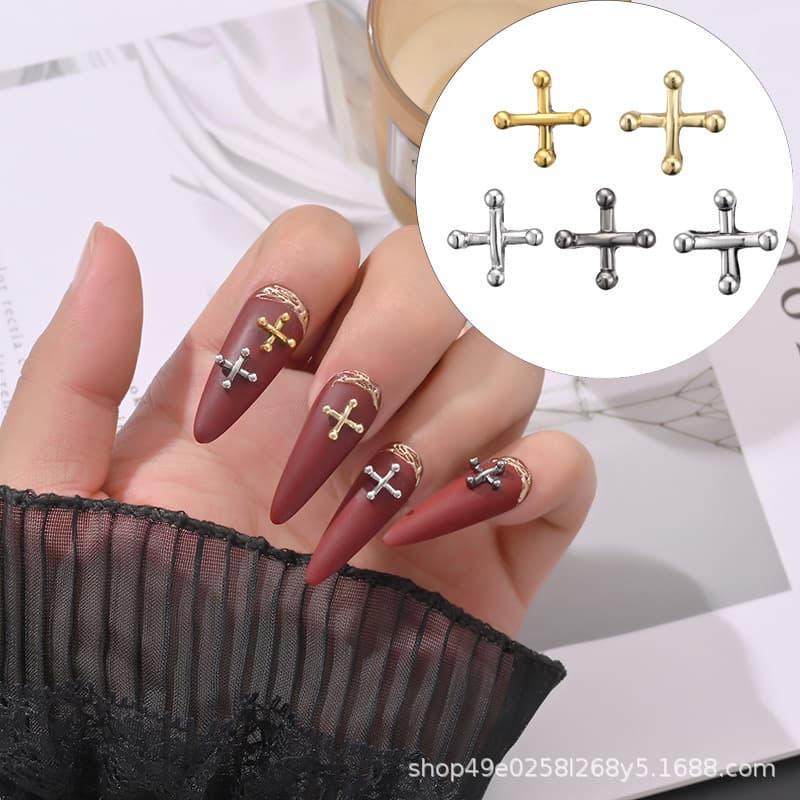 New Cross-border Nail Art Cross Fork Punk Style XO Metal Nail Art Accessories Nail Wear Nail Accessories Wholesale