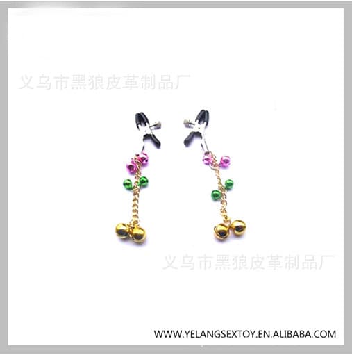 Wholesale sexy nipple clamps with multiple bells, metal masturbation breast clamps, adult products, flirting toys, sexy