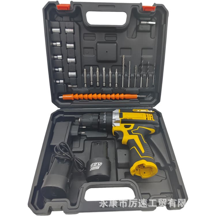 Cross-border Household Electric Tool Lithium Battery Brushed Impact Drill High-Power Industrial-Grade Electric Drill Multifunctional Cordless Hand Drill