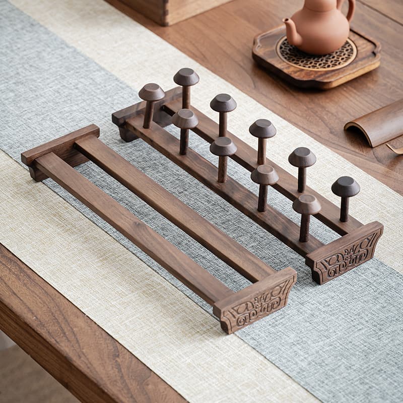 Walnut Solid Wood Tea Set Storage Rack Curio Shelf Tea Cup Display Stand Teapot Storage Tea Cup Stand Tea Rack Tea Table