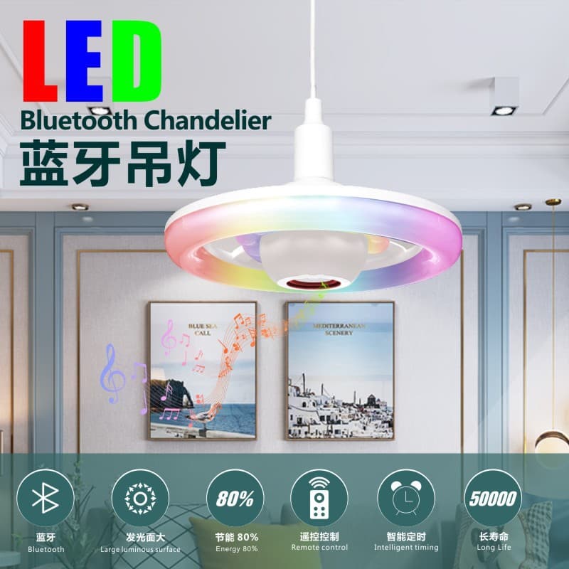 Cross-border Hot-selling Bluetooth Speaker E27 Screw Base Steering Wheel Colorful Running Light Illumination High Brightness Living Room UFO Lamp