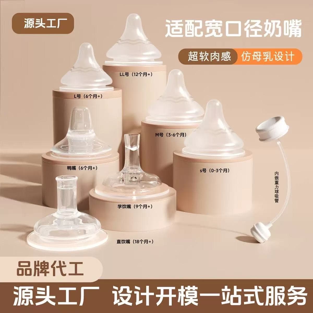 Universal Learning Drinking Nipple Straw Accessories for Infants, Direct Drinking Anti-Splash Round Hole Spout, Gravity Ball Straw Replacement Nipple Head