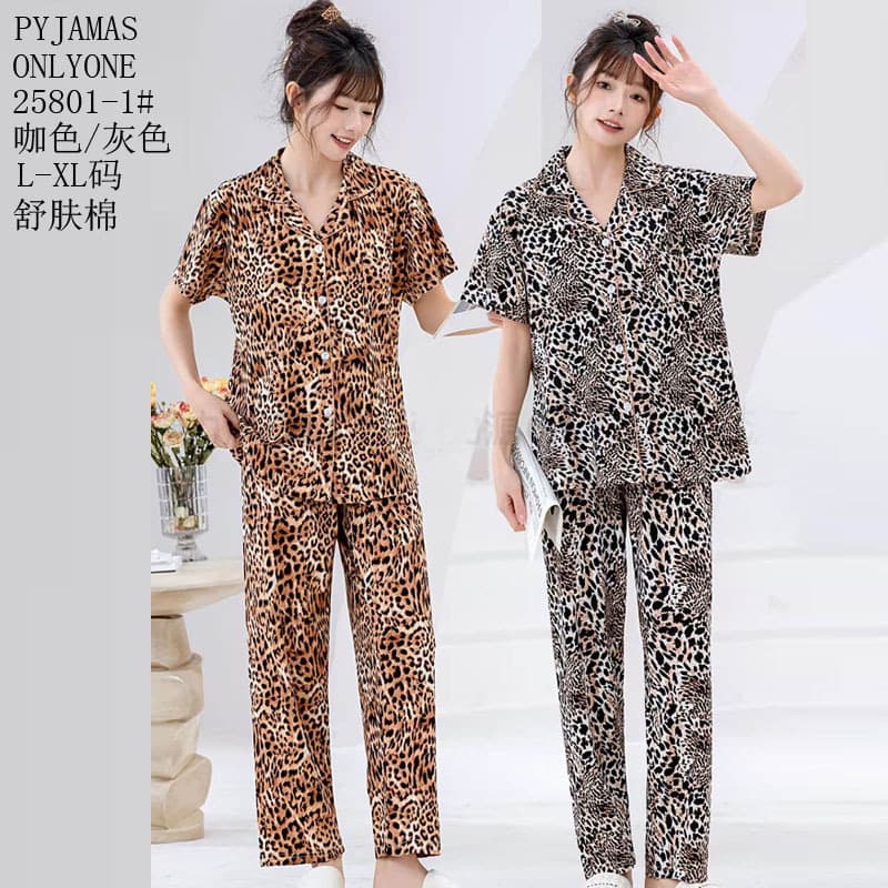 Short-sleeved trousers, skin-friendly cotton imitation cotton export version pajamas 26 new women's cardigan short length foreign trade ready-made home clothes