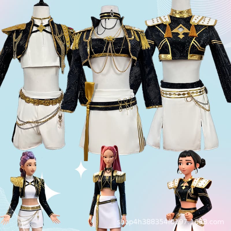 Kpop Hunter Cosplay Costume Rumi Zoey Miracospay Black Stage Outfit Set