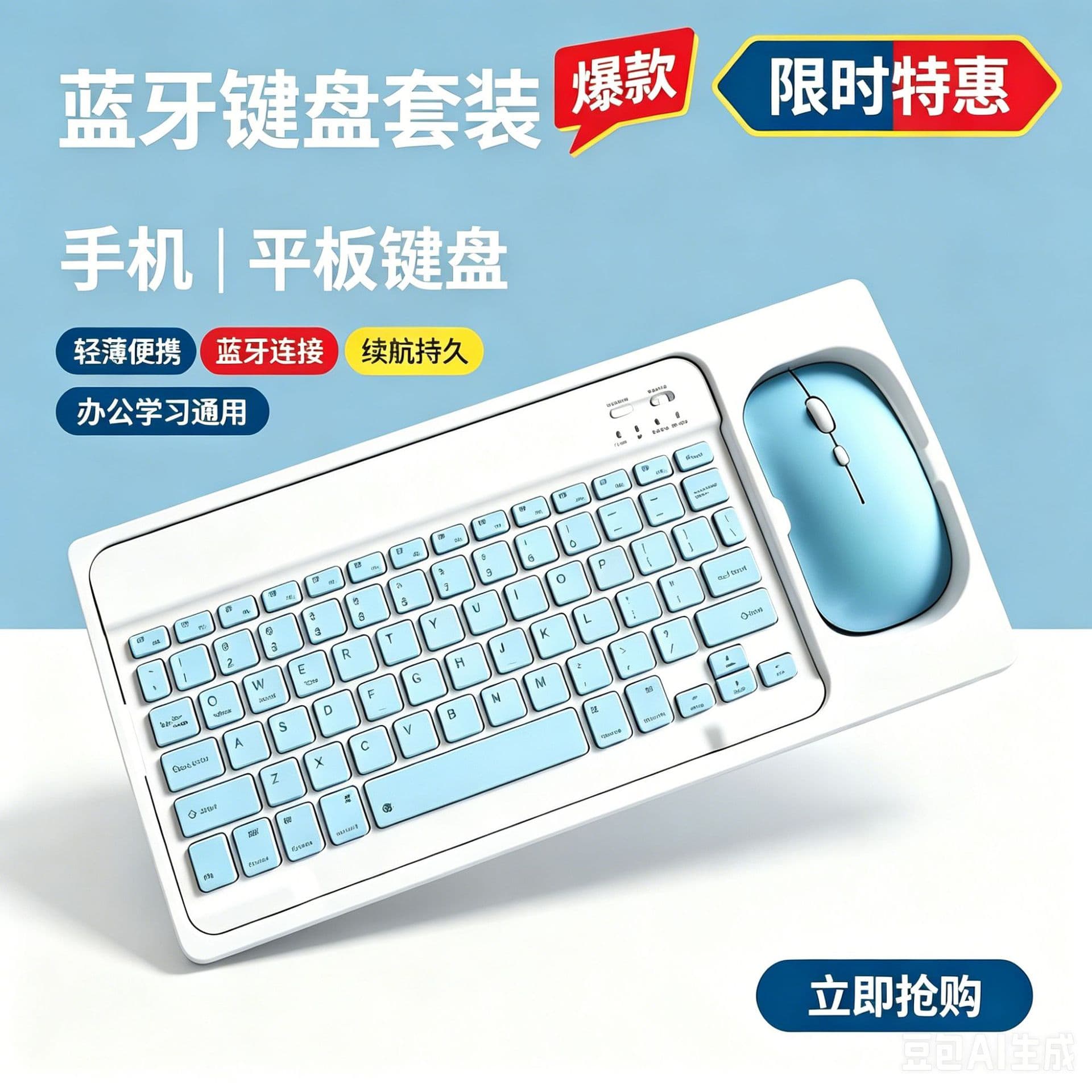 Bluetooth Keyboard Compatible with iPad, Phone, Tablet, Laptop - High Appearance, Office Silent Wireless Keyboard and Mouse Set