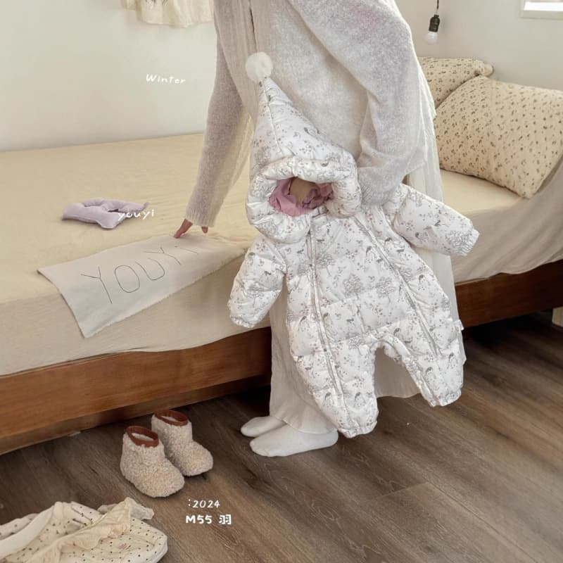 Baby Down Jumpsuit Princess Girl Winter White Duck Down Onesie Outing Warm Swaddle Cute Deer