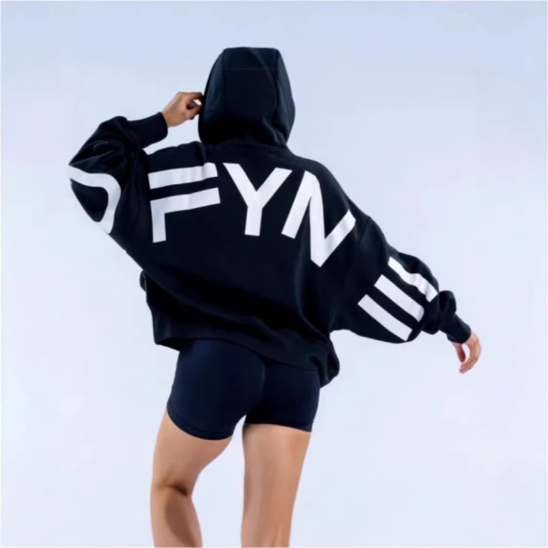 2026 New Cross-Border Amazon European and American Women's Fashion Printed Thickened Long-Sleeve Loose Hoodie