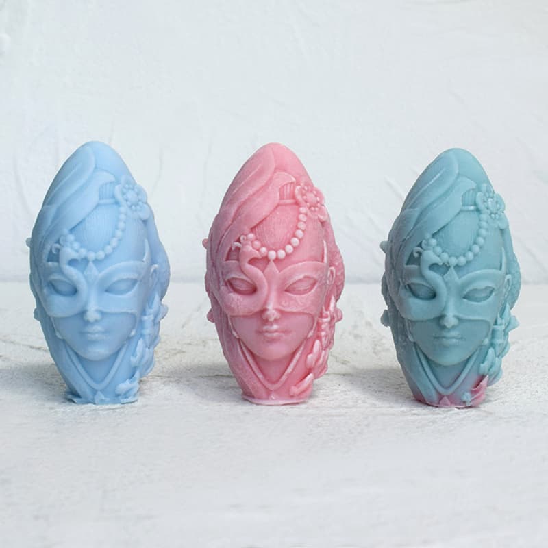 3D Mask Girl Aromatherapy Candle Silicone Mold Coiled Dragon Relief Woman Face Candle Epoxy Resin Plaster Mold