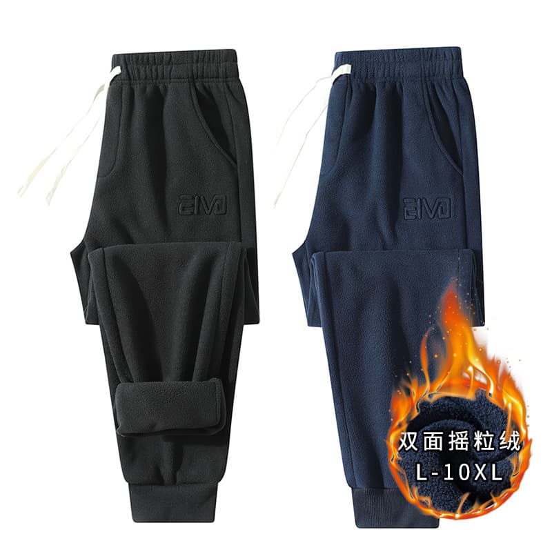 Plus Size Fleece Jogger Pants for Men, Winter Double-Sided Fleece Lined, Trendy, Loose-Fitting, Casual Men's Pants