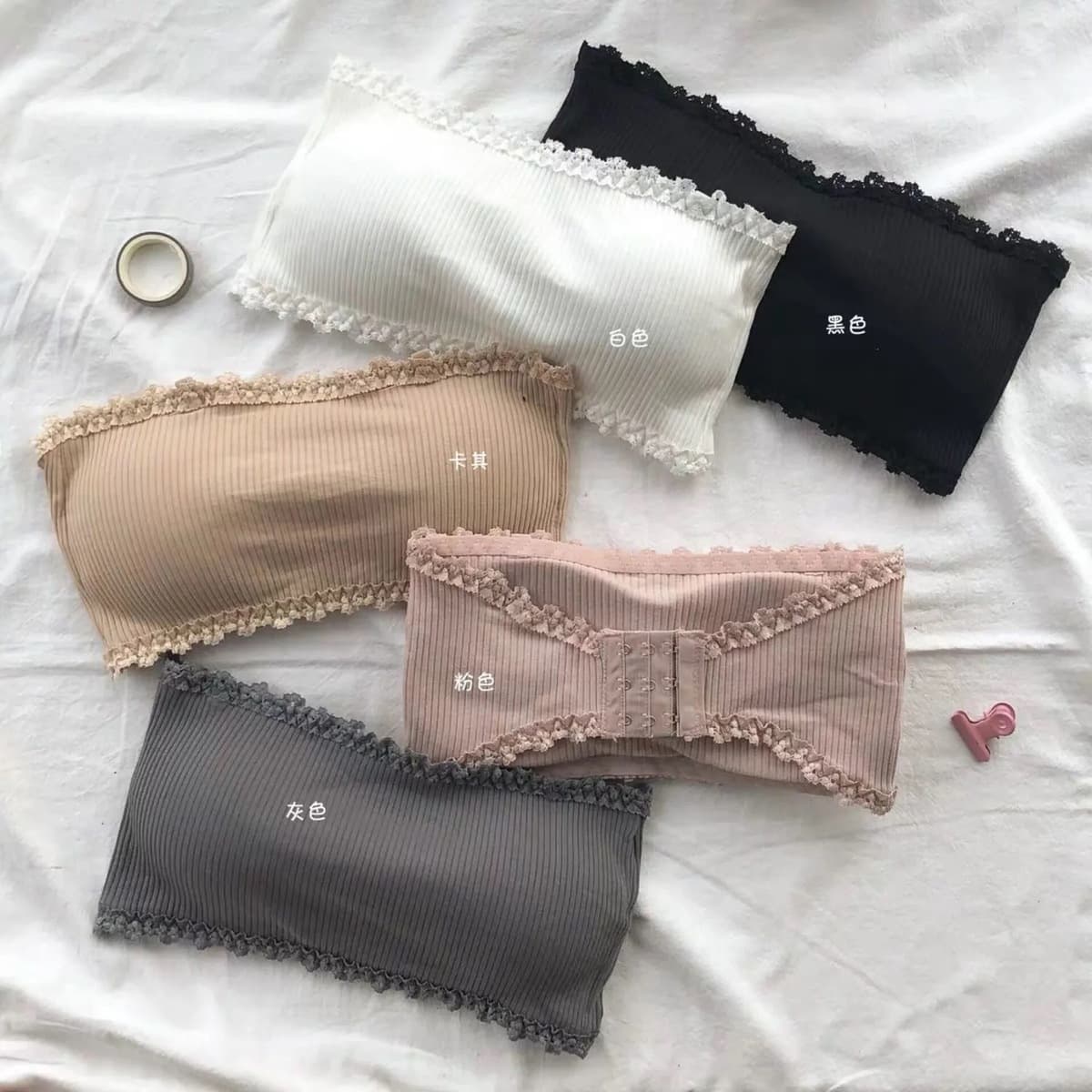 Cross-border Strapless Bra Women Non-slip Bustier Invisible Bra Backless Anti-exposure Thin Lace Tube Top