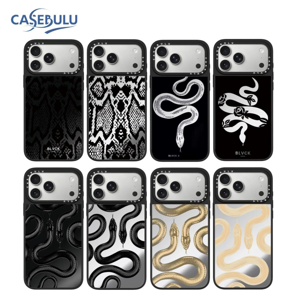 King Snake Compatible with Apple iPhone 17 Pro Max/16/15/14 Phone Case Trendy Mirror Protective Cover