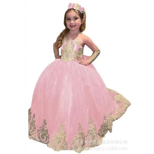 Princess Dress Girl High-End Formal Flower Girl Wedding Little Girl Dress Children's Host Piano Performance Outfit