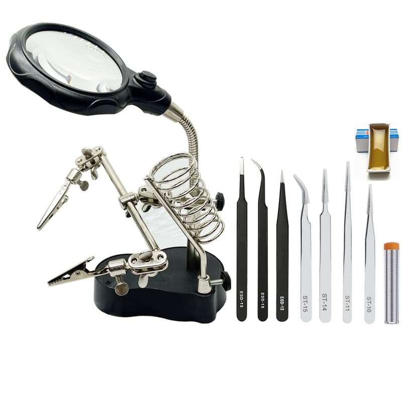 Cross-border Mobile Phone Motherboard Digital Device Repair Tool Station with Light and Magnifier 801 Stand
