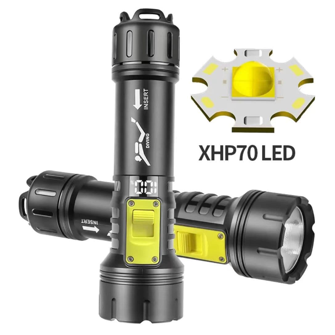Cross-border Portable XHP70 High-Power Diving Flashlight Outdoor Emergency Lighting USB Charging Long Endurance Diving Light