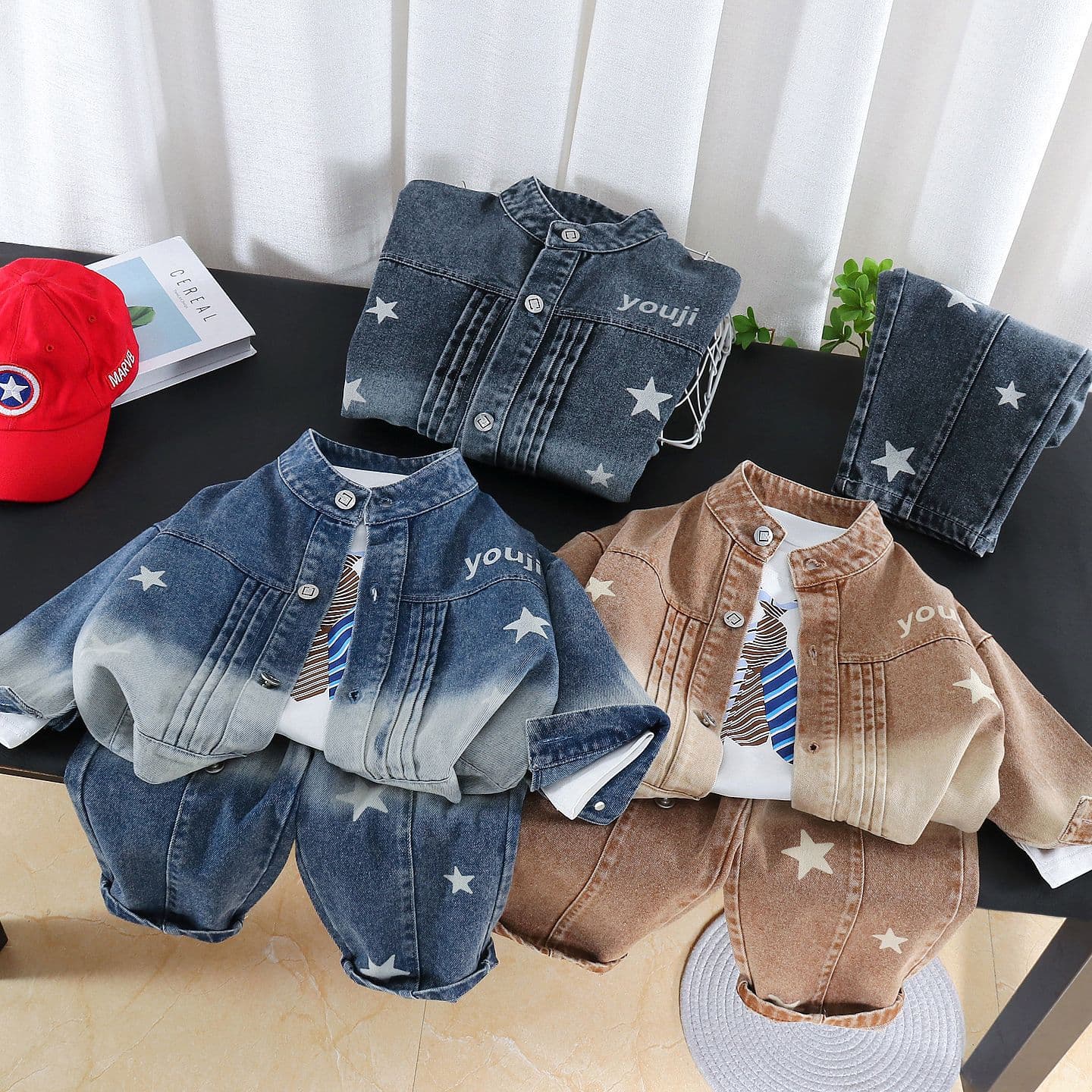 Boys' Denim Suit 2026 Spring and Autumn New Children's Retro Autumn Clothing Boys Fashionable Street Three-piece Set Wholesale