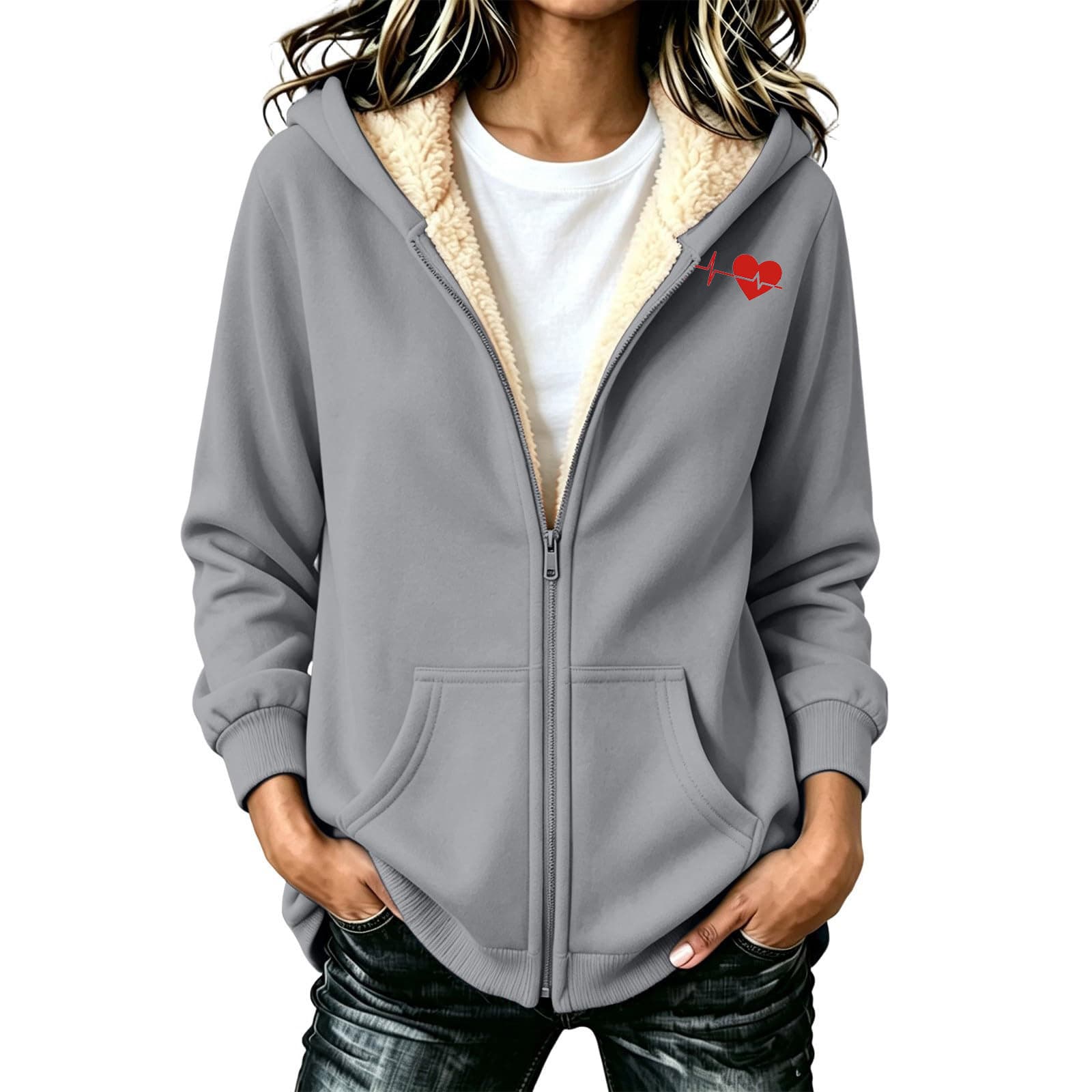 Factory Wholesale Export Bestseller Fleece Jacket for Women Heavyweight Lined Thick Sweatshirt Colorful Hooded Cardigan