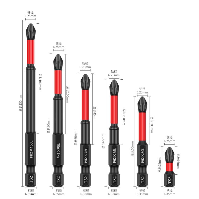 Wholesale Impact Resistant Strong Magnetic Cross Screwdriver Bits Industrial Grade S2 Steel High Hardness Anti-Slip Power Drill Cross Screwdriver Bits