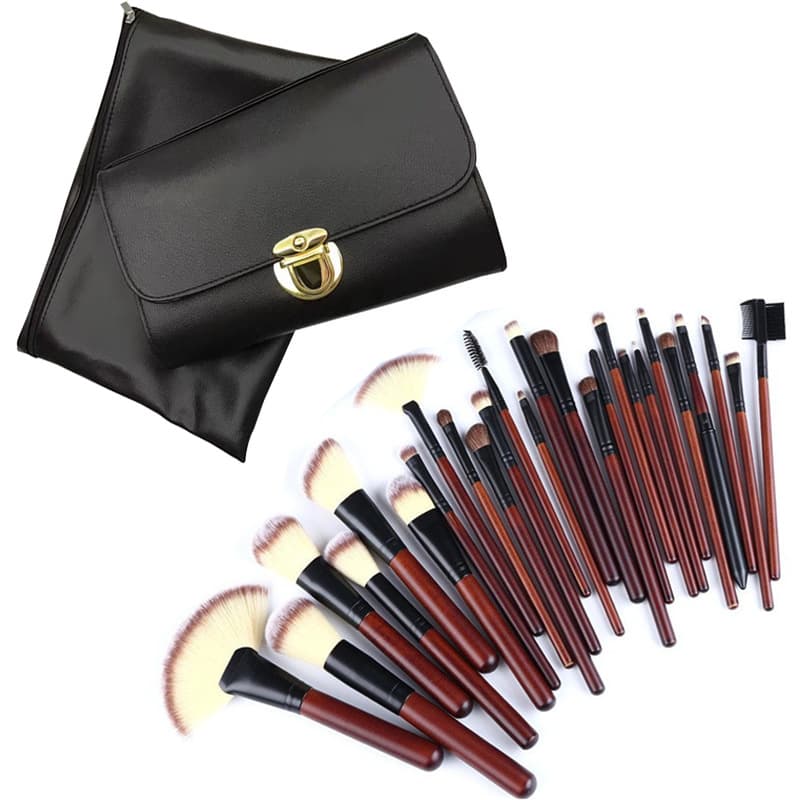 26-Piece Red Makeup Brush Set, Pony Hair & Animal Hair Eyeshadow Brushes, Professional Makeup Brushes, Makeup Artist Recommended, Black