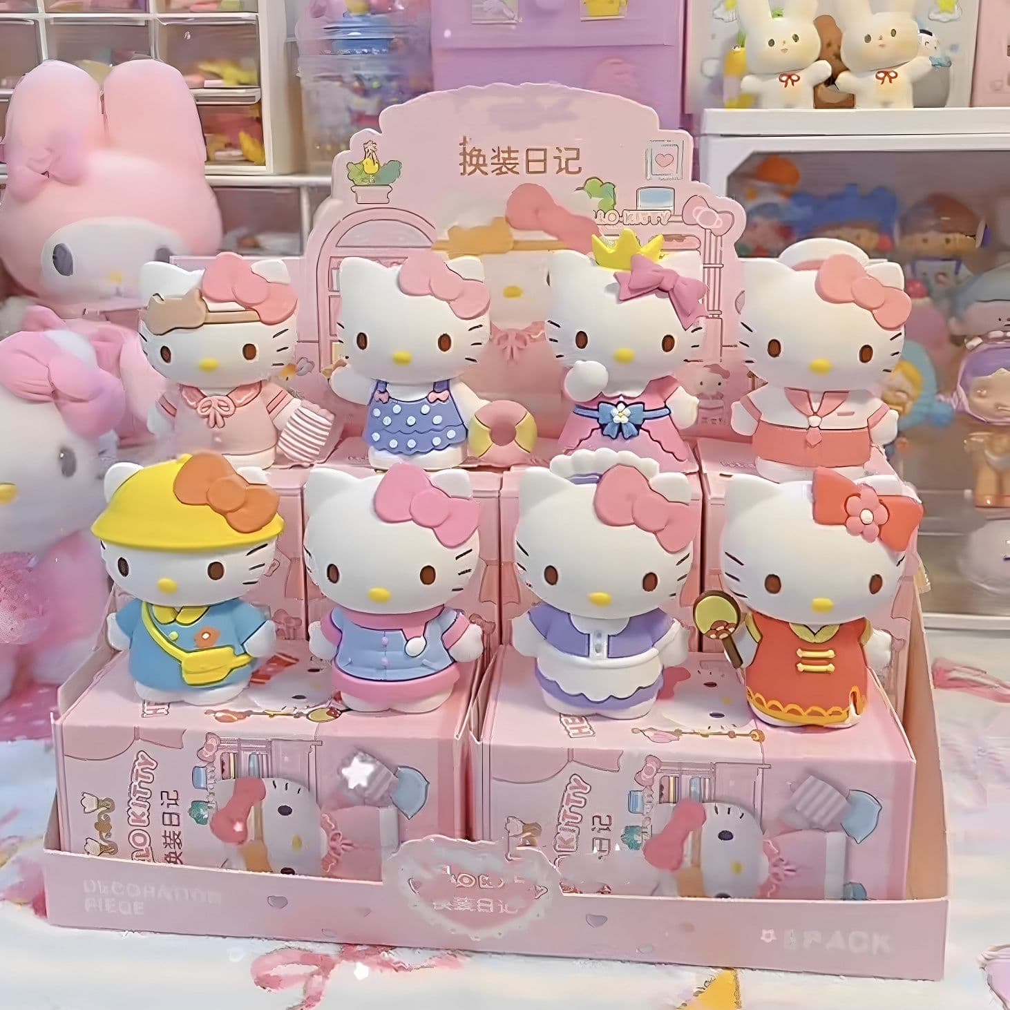 Sanrio Hello Kitty Dress Up Diary Blind Box Kitty Cat Figure Cute Doll Desktop Ornament Doll Gift