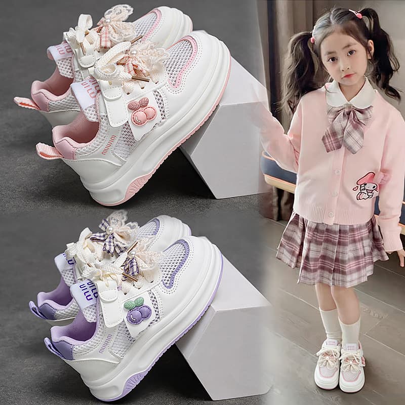 Girls' Shoes 2026 New Spring/Autumn Sports Shoes, Children's Single Mesh Shoes, Breathable Mesh Casual Shoes for Girls, Big and Medium Children