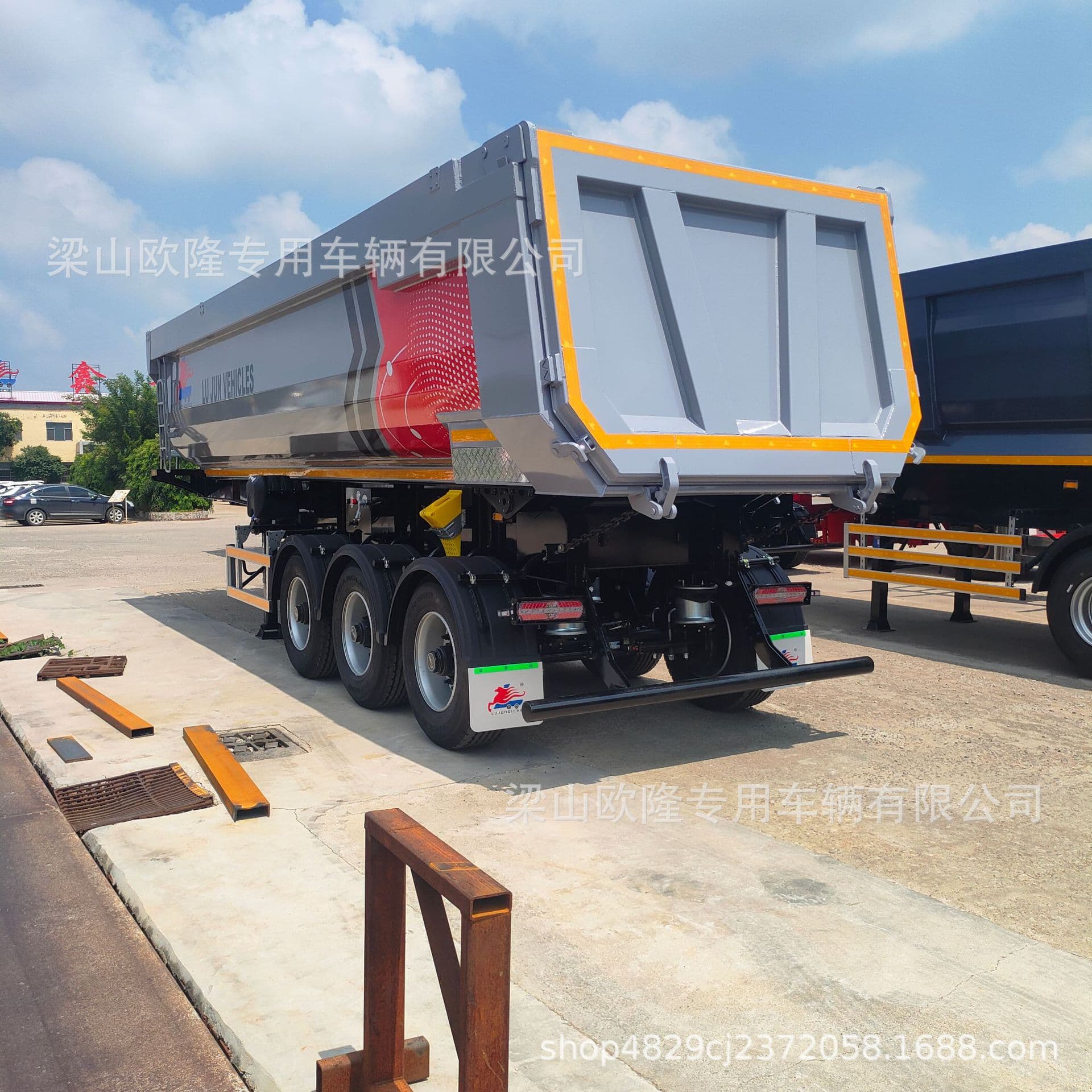 Export Sand and Gravel U-Shaped Rear-Tipping Dump Semi-Trailer, Box-Type Rear-Tipping Dump Truck, Engineering Transport Dump Truck