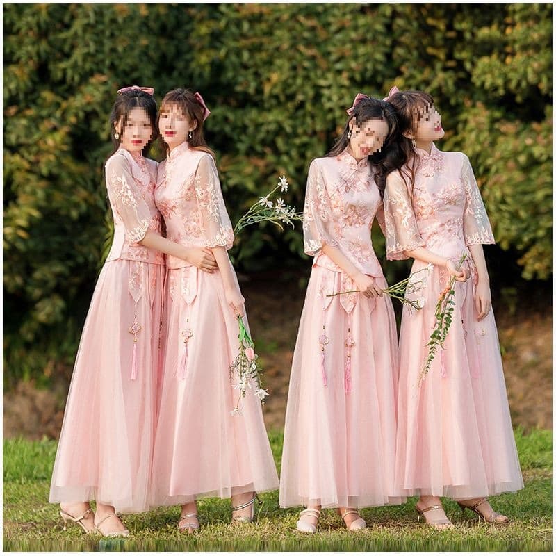 Bridesmaid dresses, elegant and ethereal, perfect for plus-size bridesmaids, retro Chinese style, perfect for summer.