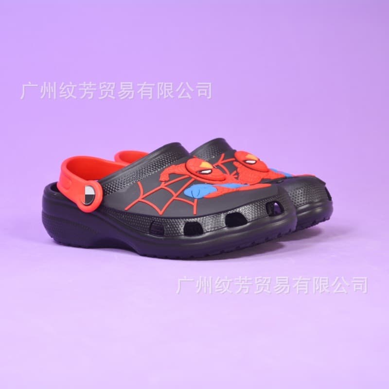 Summer Spider-Man Children's Clog Sandals Beach Shoes Non-slip Breathable Closed-Toe 2-in-1 Slippers