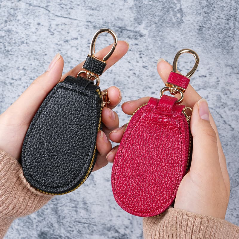 Mini Key Pouch for Men and Women PU Leather Zipper Storage Bag Car Keychain Protective Cover Portable Simple Pendant Bag