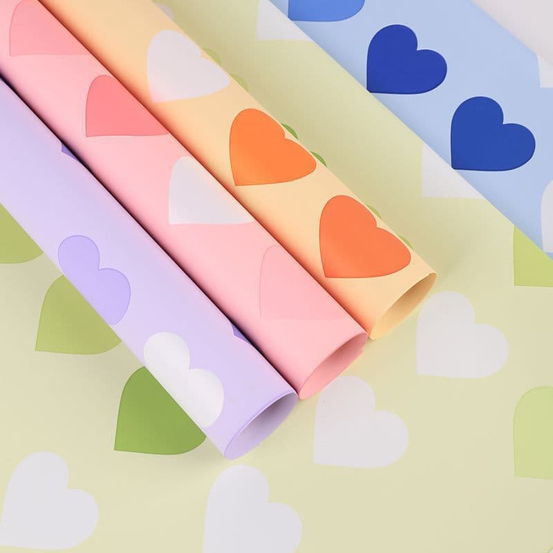 Neon Heart Valentine's Day Wrapping Paper Candy Color Rose Bouquet DIY Material Floral Craft Supplies